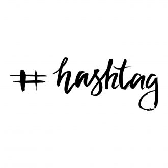 hashtag symbol and word in black on white background